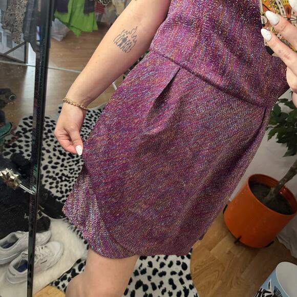 Topshop Strapless Mini Sheath Dress Metallic Purple Size 12 - Picture 5 of 7